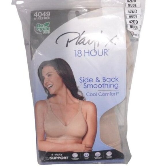 NEW Playtex 18 Hour Smoothing Wireless Bra with Cool Comfort Tan Size 42DD 4049 - Picture 1 of 5
